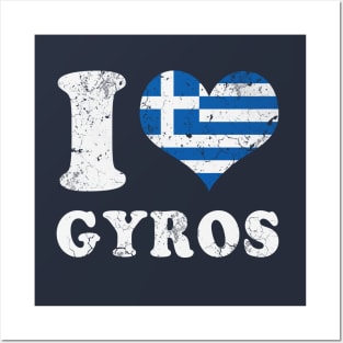 Love Gyros Greek Food Greece Flag Posters and Art